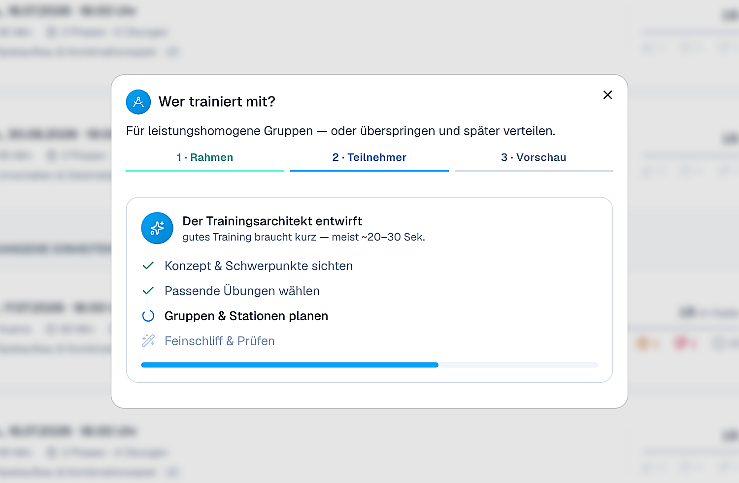 train.IQ – der KI-Trainingsassistent entwirft gerade eine Einheit
